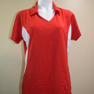Joes USA Red White V neck Women's Athletic Blouse Size Large